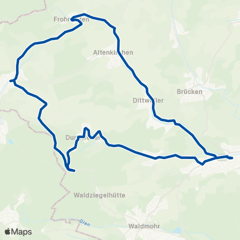 Rhein-Nahe Nahverkehrsverbund GmbH Kirn - Kirnsulzbach - Bärenbach - Schmidthachenbach map
