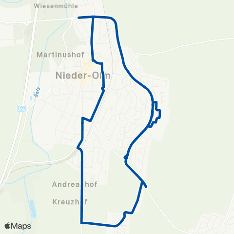 Rhein-Nahe Nahverkehrsverbund GmbH Nieder-Olm Bf - Weinbergring - Goldberg - Bahnhof map