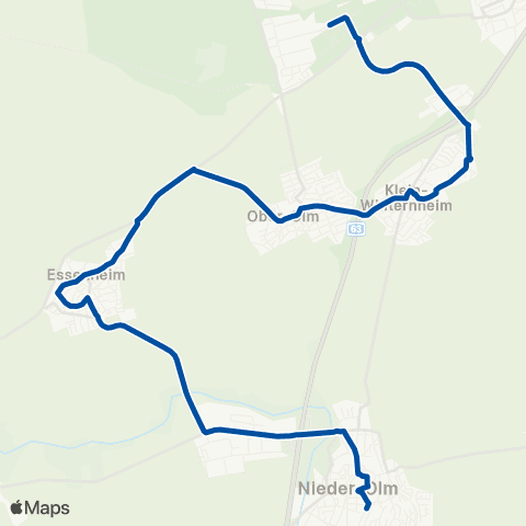 Rhein-Nahe Nahverkehrsverbund GmbH Nieder-Olm - Essenheim - Klein-Winternheim - Mainz-Lerchenberg map