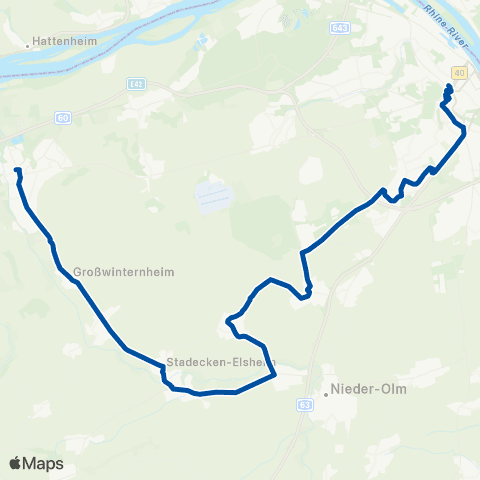 Rhein-Nahe Nahverkehrsverbund GmbH Ingelheim / Nieder-Olm - Ober-Olm - Budenheim - Mainz map