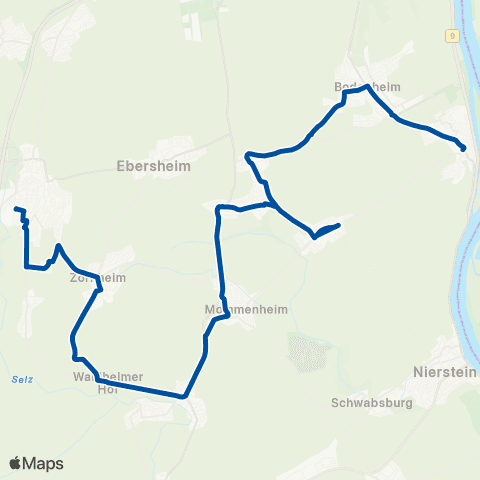 Rhein-Nahe Nahverkehrsverbund GmbH Nackenheim / Undenheim / Mommenheim - Nieder-Olm - Mainz map