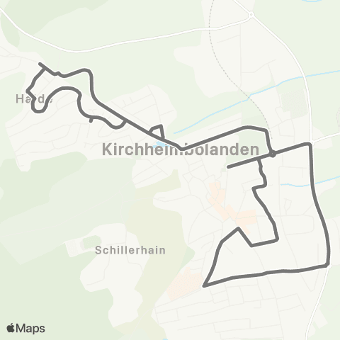 Reisedienst Krauss & Wolff Reisen GmbH ResidenzRenner Kirchheimbolanden: Bahnhof - Krankenhaus - Schlossplatz - Bahnhof map