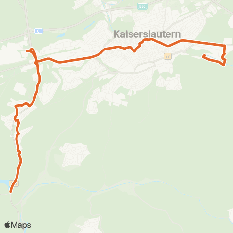 Stadtwerke Kaiserslautern Verkehrs-AG (RuheForst-Warmfreibad) - 23er Kaserne - Stadtmitte - Vogelweh - (Hohenecken / Einsiedlerhof / Siegelbach-Industriegebiet Nord) map