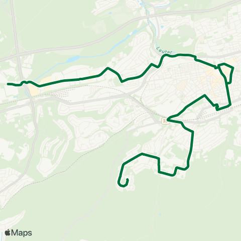 Stadtwerke Kaiserslautern Verkehrs-AG Gewerbegebiet West - Stadtmitte - Hbf - Uni-Wohnstadt map