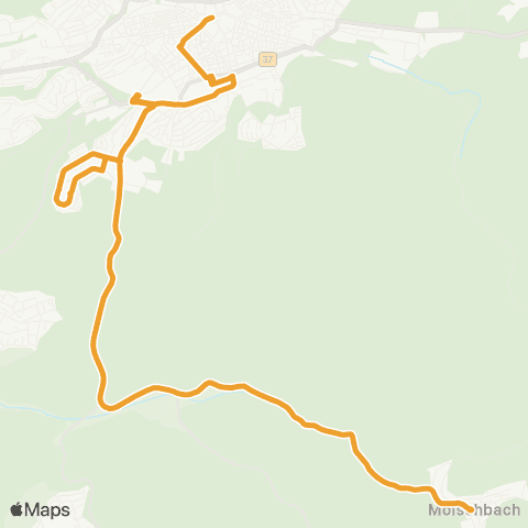 Stadtwerke Kaiserslautern Verkehrs-AG Stadtmitte - Fackelwoogstraße - Mölschbach map