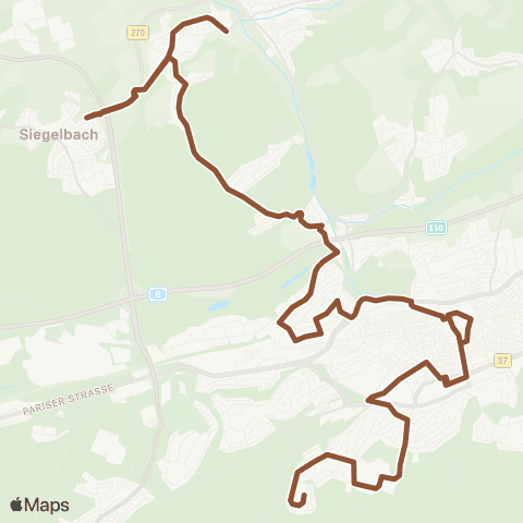 Stadtwerke Kaiserslautern Verkehrs-AG (Erfenbach / Kreuzhof) - Wiesenthalerhof - Stadtmitte - Casimirring map