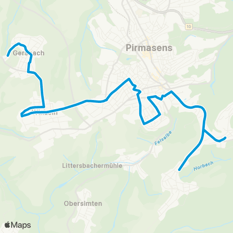 Verkehrsverbund Rhein-Neckar Pirmasens - Windsberg - Erlenbrunn map
