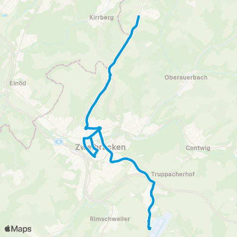 Verkehrsverbund Rhein-Neckar (Mörsbach) - Kreuzberg - Stadtmitte - Flughafen / Fashion Outlet map