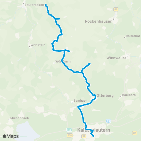Verkehrsverbund Rhein-Neckar Kaiserslautern - Niederkirchen - Nußbach - Ginsweiler map