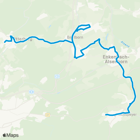 Verkehrsverbund Rhein-Neckar Otterberg - Sembach - Mehlingen - Enkenbach - Hochspeyer map