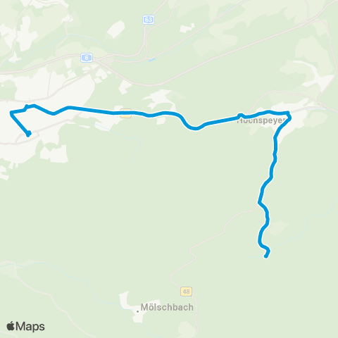 Verkehrsverbund Rhein-Neckar Kaiserslautern - Hochspeyer - Fischbach / Waldleiningen / Frankenstein map