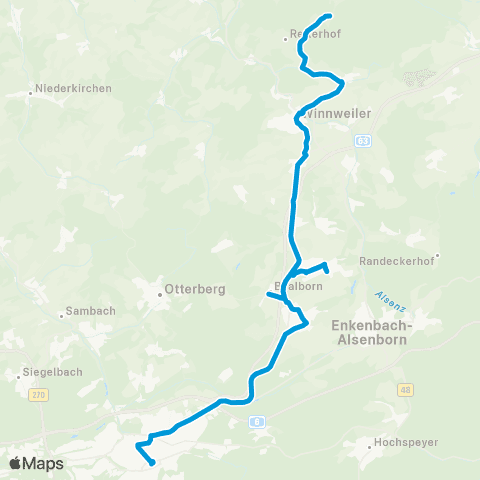 Verkehrsverbund Rhein-Neckar Kaiserslautern - Sembach - Winnweiler - Falkenstein map