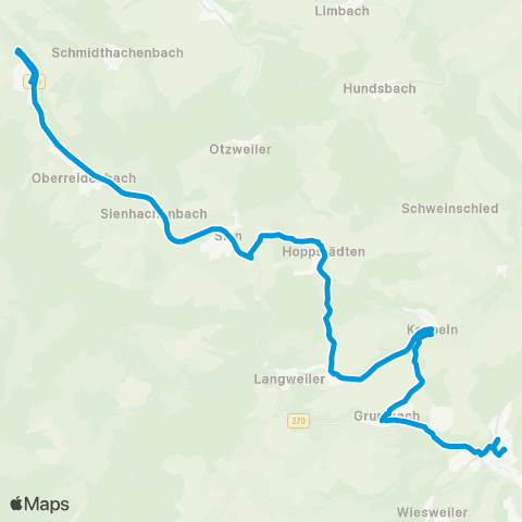 Verkehrsverbund Rhein-Neckar Lauterecken - Hoppstädten - Langweiler map