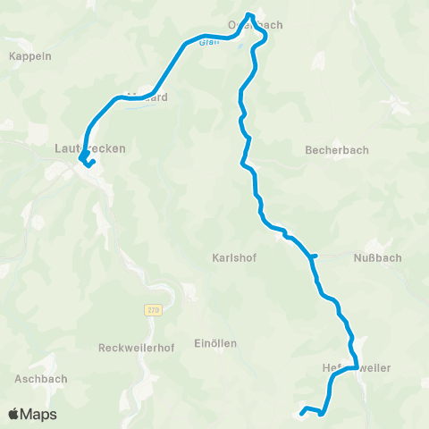 Verkehrsverbund Rhein-Neckar Lauterecken - Ginsweiler - Nußbach - Relsberg map