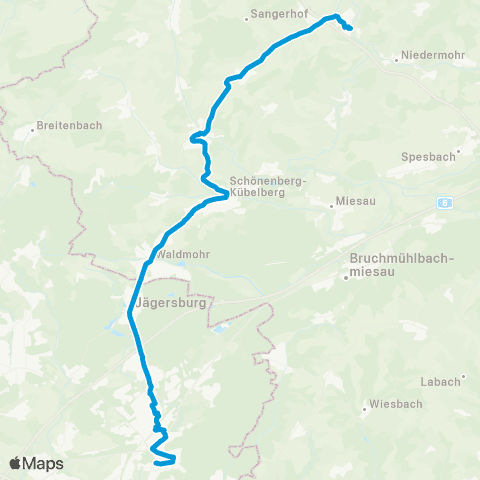 Verkehrsverbund Rhein-Neckar Glan-Münchweiler - Steinbach - Brücken - Waldmohr map
