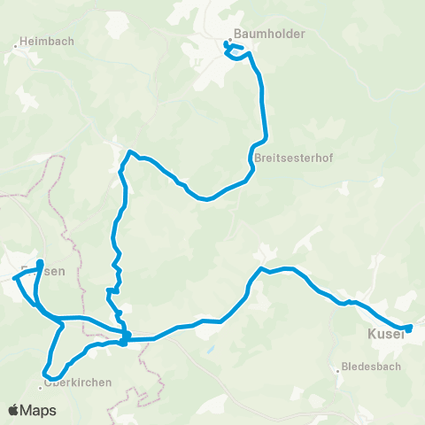 Verkehrsverbund Rhein-Neckar Baumholder - Freisen - Oberkirchen - Thallichtenberg - Kusel map