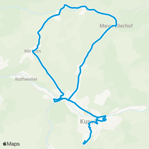 Verkehrsverbund Rhein-Neckar Kusel - Blaubach - Oberalben - Kusel map