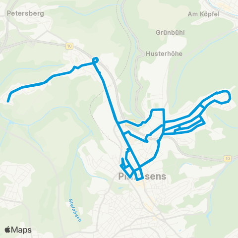 Verkehrsverbund Rhein-Neckar Pirmasens Hbf - Exerzierpl. - Sommerwald - Fehrbach - Hengsberg - Hbf map