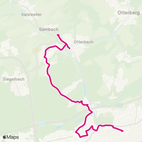 Stadtwerke Kaiserslautern Verkehrs-AG KL Stadtmitte - Erzhütten - Erfenbach - Katzweiler - Otterbach map