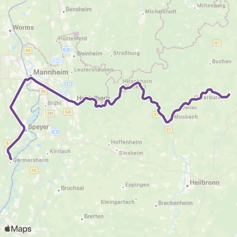 VRN Bruchsal ↔︎ Germersheim map