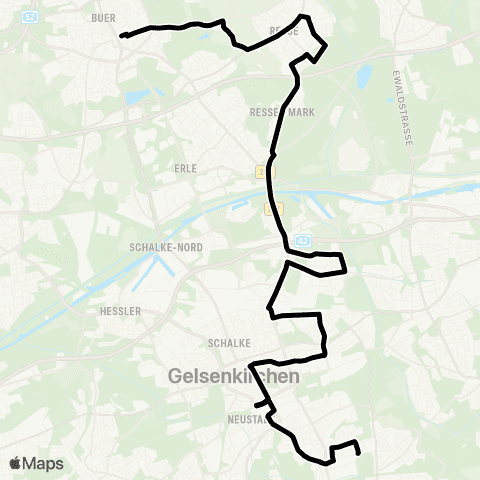 VRR RS Mitte - Rosenhügel - Zentralpunkt - Struck - [bei Bedarf: Baisiepen - Falkenberg] - Mannesmann - Bliedinghausen - Wermelskirchen Mitte - Belten - Talsperre - Struck - Zentralpunkt - RS Mitte map