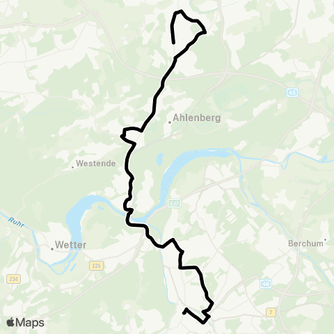 VRR Remscheid Mitte - Fichtenhöhe - Hohenhagen - Bökerhöhe - Lennep Mitte - Hasenberg - Hackenberg - Radevormwald - Lennep Mitte - Bökerhöhe - Mixsiepen - Zentralpunkt - Rosenhügel - Remscheid Mitte map