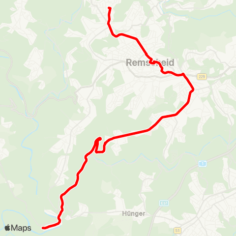 VRR Hasten - Remscheid Mitte - Zentralpunkt - Mannesmann - Ehringhausen - Solingen Burg map