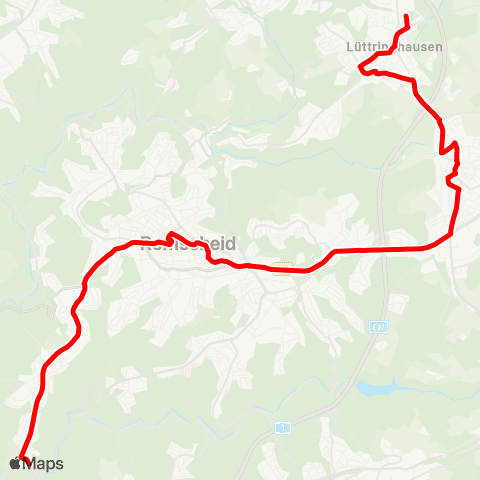 VRR Lüttringhausen Bf - Lennep Mitte - Bökerhöhe - Neuenkamp - RS Mitte - Güldenwerth - Reinshagen - SG-Burg map