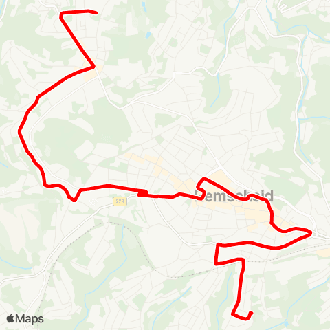 VRR Hasten - Stockden - Remscheid Mitte - Blumental map