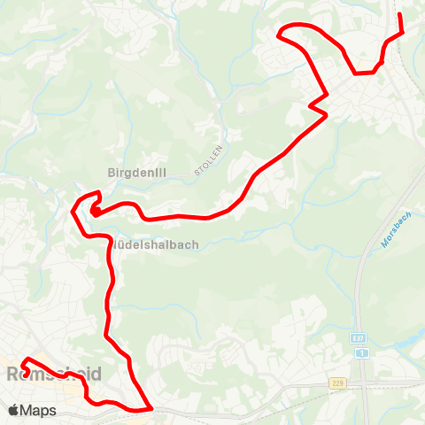 VRR Lüttringhausen Bf - Klausen - Goldenberg - Clarenbach - Remscheid Mitte map