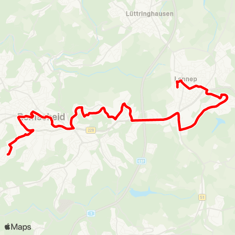VRR Kremenholl - Remscheid Mitte - Fichtenhöhe - Hohenhagen - Bökerhöhe - Hasenberg - Lennep Mitte map