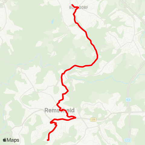 VRR Wuppertal-Ronsdorf - Halbach - Clarenbach - Steinberg - Remscheid Mitte - Honsberg map