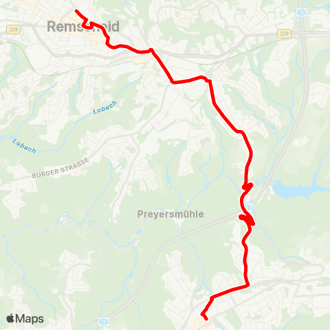 VRR Wermelskirchen Mitte - Ortlinghaus - Talsperre - Struck - Zentralpunkt - Remscheid Mitte map