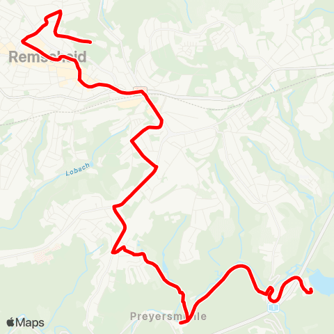 VRR Talsperre - Bliedinghausen - Mannesmann - Rosenhügel - Remscheid Mitte - Nordstraße map