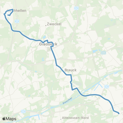 VRR Gelsenkirchen Hbf - Horst - Gladbeck - BOT-Kirchhellen map