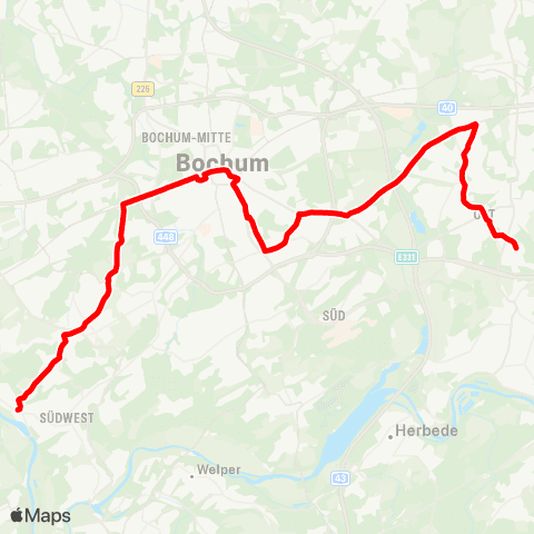 VRR BO-Dahlhausen - WAT-Eppendorf - Bochum Hbf - Altenbochum - Laer - Werne - Langendreer map