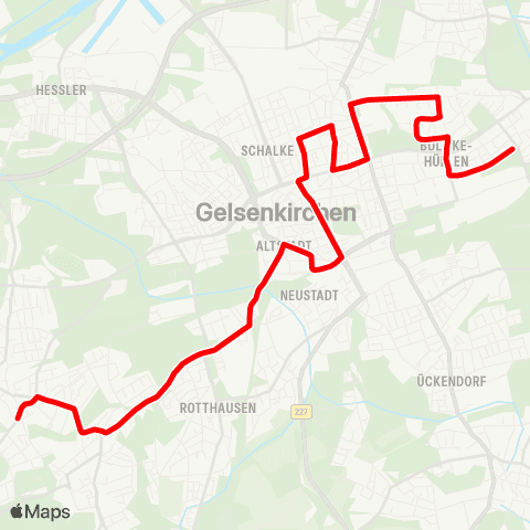 VRR E-Katernberg - Gelsenkirchen Hbf - Bulmke-Hüllen map