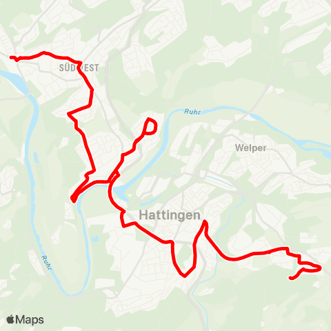 VRR HAT-Holthausen - Hattingen Mitte (S) - Baak - BO-Linden - Dahlhausen map