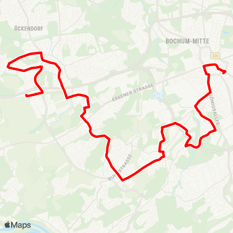 VRR Bochum Hbf - Weitmar - Höntrop - Wattenscheid map