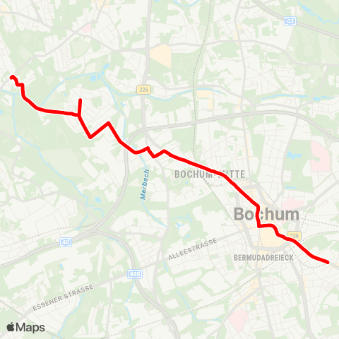 VRR BO Röhlinghauser Str. - Hamme Kirche - Rathaus - Bochum Hbf / Boulevard - Lohring map