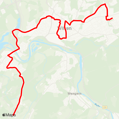 VRR WIT-Durchholz - Herbede - Heven - Witten Hbf - Rathaus - Wullen - Annen map