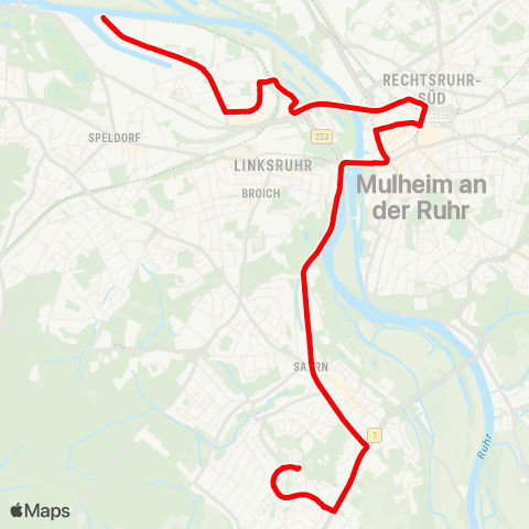VRR Nordhafen - Mülheim Hbf - Mülheim Stadtmitte - Saarner Kuppe map