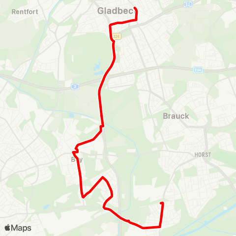 VRR Gladbeck Oberhof - Essen Boyer Str map