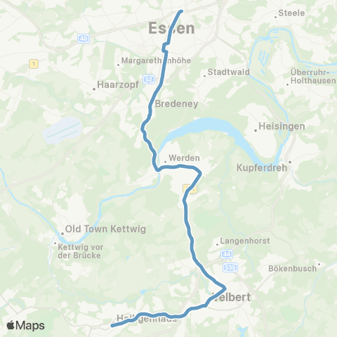 VRR Heiligenhaus - Velbert ZOB - Essen Hbf map