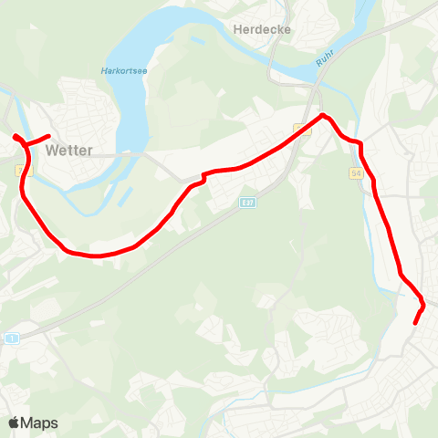 VRR Wetter Bf - Hagen Hbf map