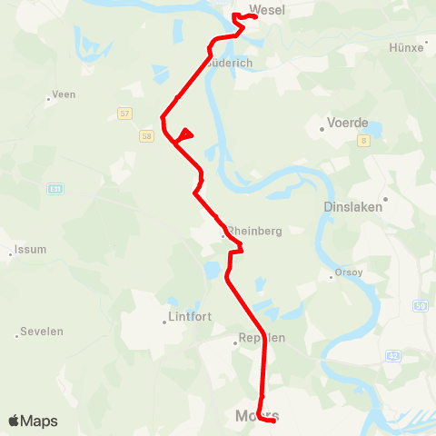 VRR Wesel - Rheinberg - Moers map