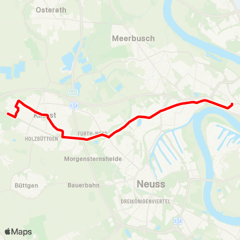 VRR Düsseldorf Belsenplatz - Kaarst Kaarster See map