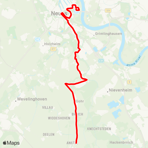 VRR Rommerskirchen - Dormagen-Gohr - Neuss map