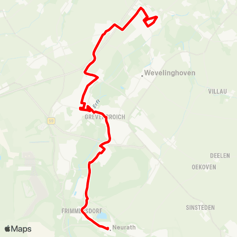 VRR GV-Kapellen Bf - Grevenbroich Neurath map