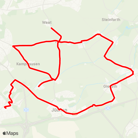 VRR Damm - Bedburdyck - Gierath - Jüchen - Otzenrath - Hochneukirch map